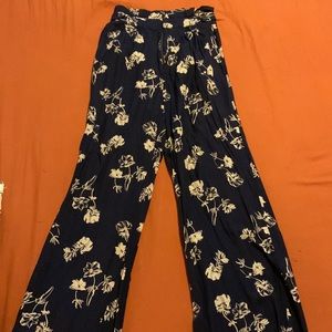 Urban outfitters blue and tan floral pants